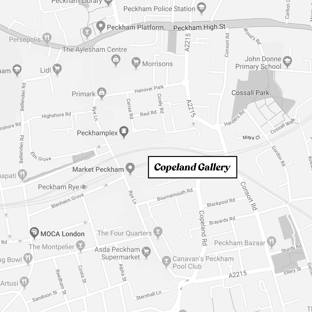 Map of Copeland Gallery in Peckham